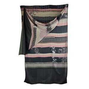 Scarf Wrap Ethnic by Outfitters 30"x96" Birds Vines Soft Pink Black Pakistani